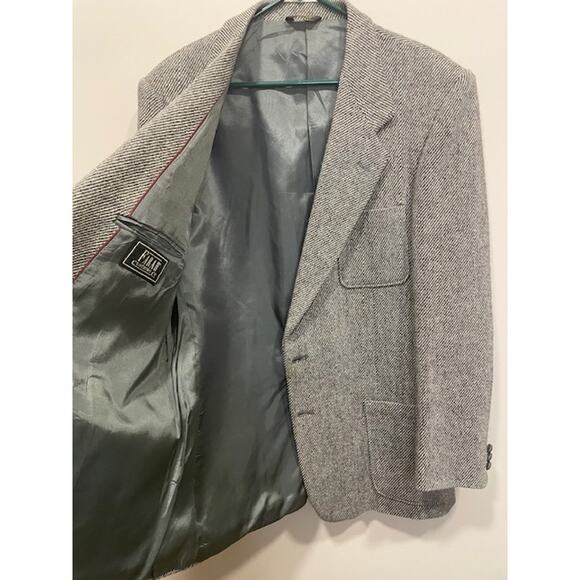 Vintage 100% Wool Gray Brown 40L Tweed Professional Blazer - Picture 2 of 12